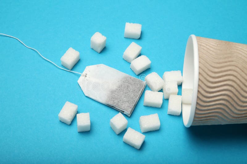 Té del desayuno con el azúcar, añadido malsano Peligro de la diabetes imagenes de archivo Té del desayuno con el azúcar, añadido malsano Peligro de la diabetes imagenes de archivo