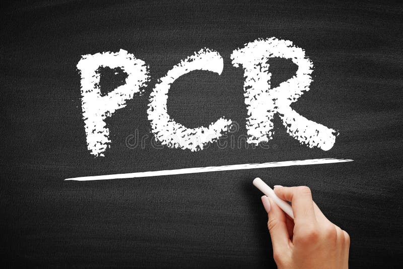 Técnica de laboratorio de reacción en cadena de la polimerasa de pcr utilizada para amplificar las secuencias de adn texto en la p fotografía de archivo libre de regalías