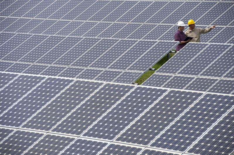 Technicians inspection at Solar Power Station. Technicians inspection at Solar Power Station