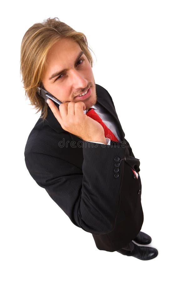 téléphone portable beau d'homme d'affaires image libre de droits téléphone portable beau d'homme d'affaires image libre de droits