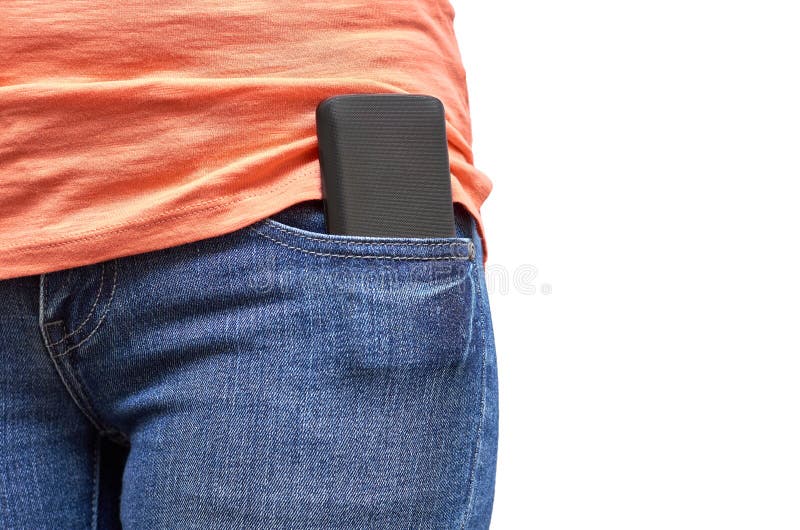 Téléphone portable dans une poche de blues-jean D'isolement sur le fond blanc photos stock Téléphone portable dans une poche de blues-jean D'isolement sur le fond blanc photos stock