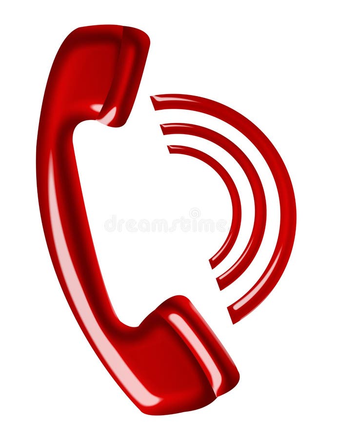 Red telephone calling isolated over white background. Red telephone calling isolated over white background