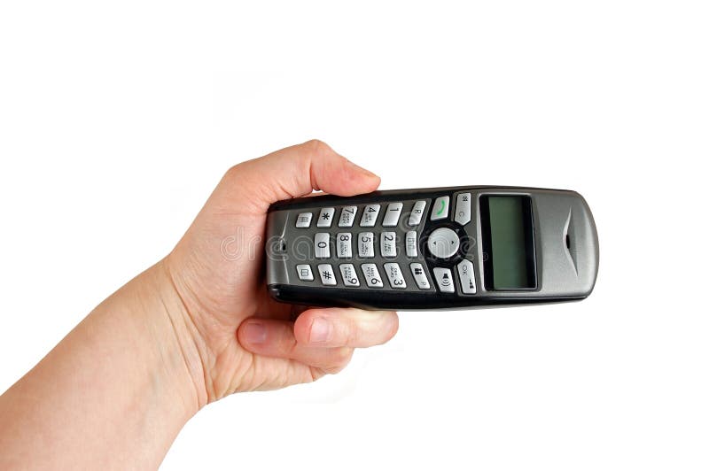 Téléphone sans fil fixé à la main à disposition photographie stock libre de droits Téléphone sans fil fixé à la main à disposition photographie stock libre de droits