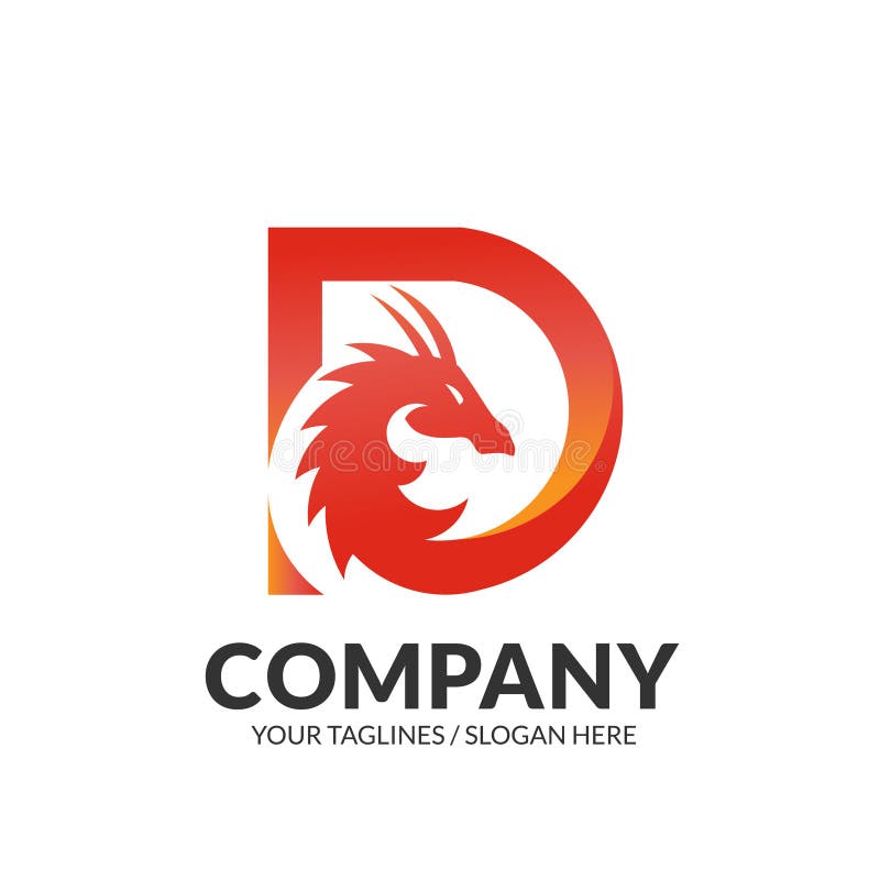Tête de dragon avec logo de la lettre initiale d illustration libre de droits