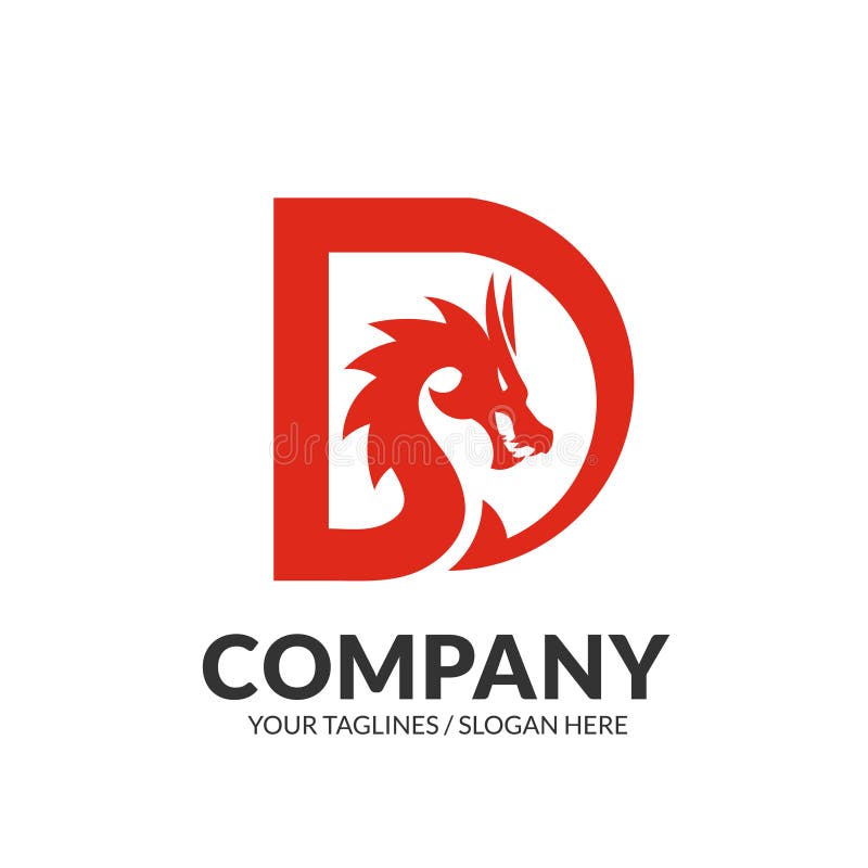Tête de dragon avec le logo de la lettre initiale d illustration de vecteur