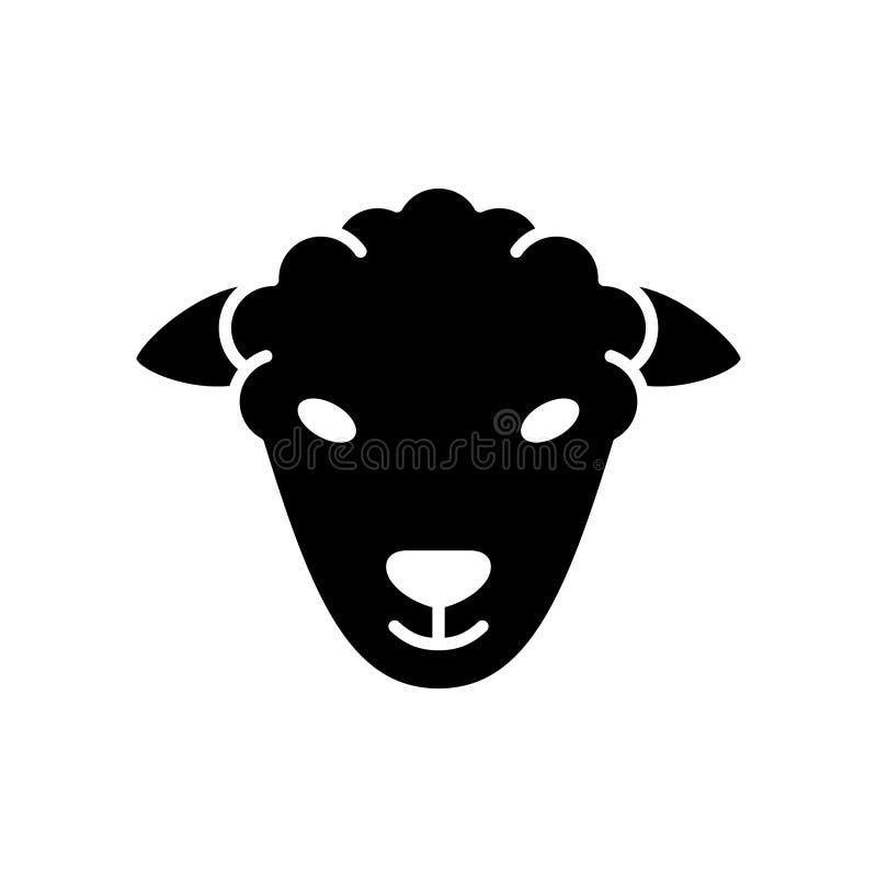 Sheep or ram head. Outline logo of livestock. Cutout silhouette icon. Black simple illustration of kind of meat, muslim animal for sacrifice. Flat isolated vector emblem on white background. Sheep or ram head. Outline logo of livestock. Cutout silhouette icon. Black simple illustration of kind of meat, muslim animal for sacrifice. Flat isolated vector emblem on white background