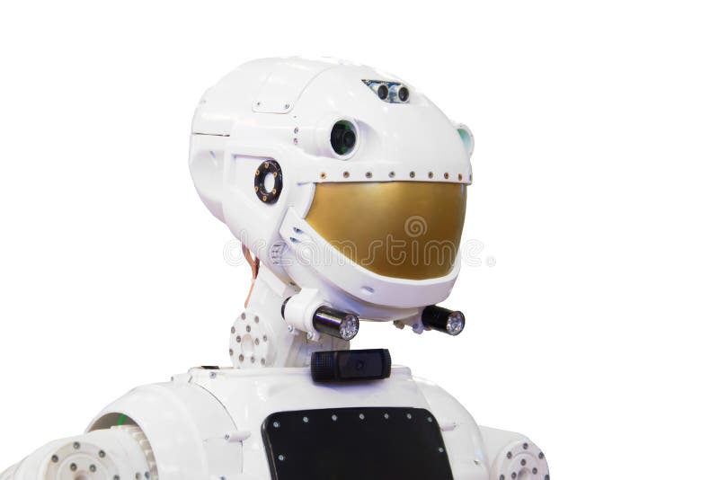 Tête de robot de technologie d'isolement sur le fond blanc images stock Tête de robot de technologie d'isolement sur le fond blanc images stock