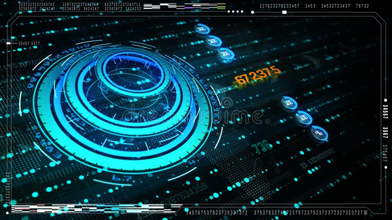 Tête futuriste de pointe d'interface utilisateurs vers le haut d'écran de visualisation avec l'affichage de données numériques et illustration de vecteur Tête futuriste de pointe d'interface utilisateurs vers le haut d'écran de visualisation avec l'affichage de données numériques et illustration de vecteur