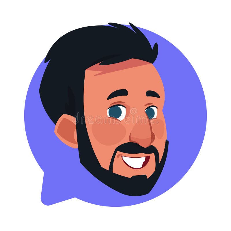 Tête masculine d'icône de profil dans la bulle de causerie d'isolement, portrait caucasien barbu de personnage de dessin animé d' illustration de vecteur Tête masculine d'icône de profil dans la bulle de causerie d'isolement, portrait caucasien barbu de personnage de dessin animé d' illustration de vecteur
