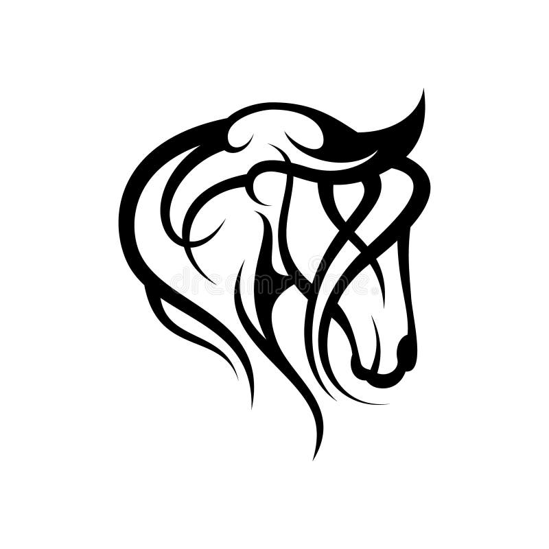 Tête tribale de vecteur d'illustration créative de silhouette de concept de construction de cheval illustration stock Tête tribale de vecteur d'illustration créative de silhouette de concept de construction de cheval illustration stock