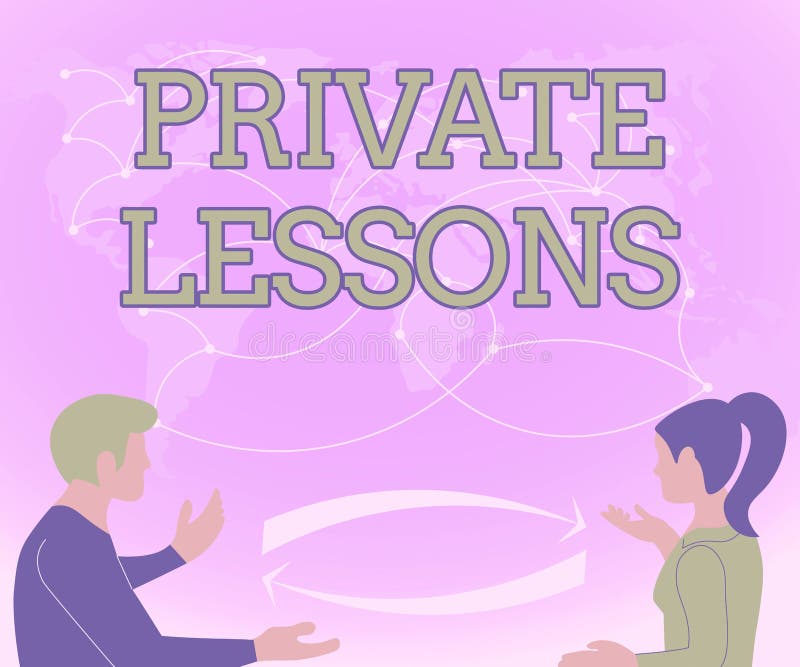 Título conceptual lecciones privadas. enseñanza de conceptos de internet, que normalmente se paga en privado por grupos pequeños d libre illustration