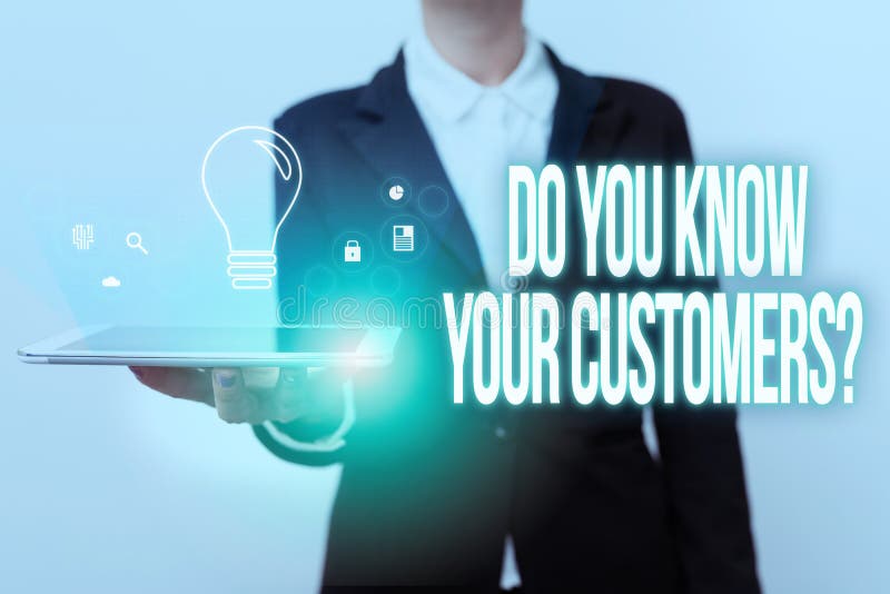 Título conceptual, ¿sabe usted que sus clientes cuestionan. información general del negocio que solicita identificar a un cliente imagenes de archivo