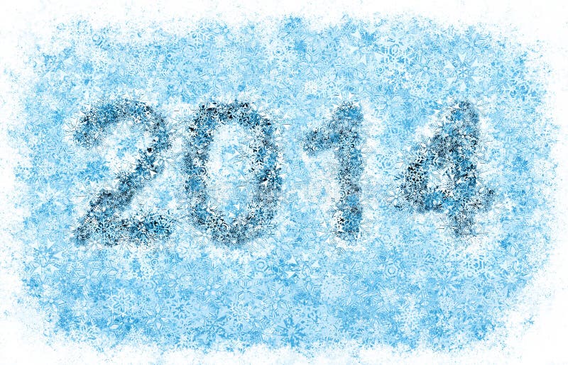título de 2014 años, copos de nieve escarchados ilustración del vector título de 2014 años, copos de nieve escarchados ilustración del vector