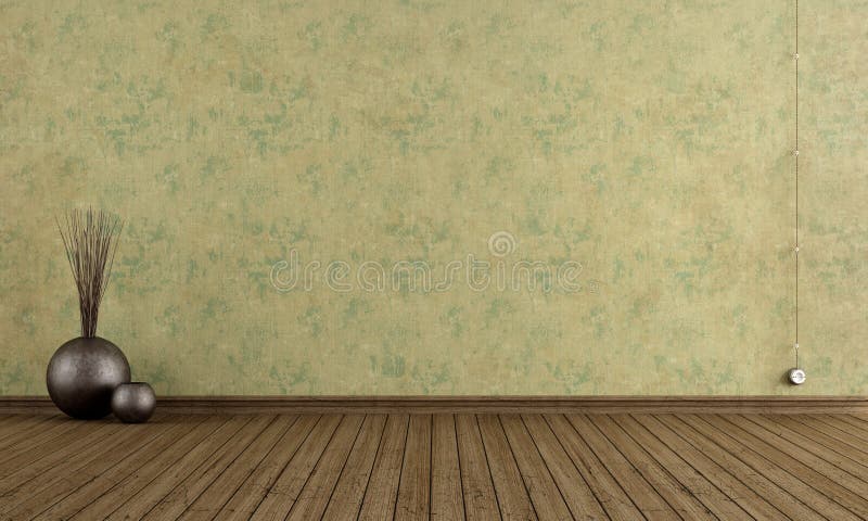 Download Töm Rum Med Den Gamla Väggen Stock Illustrationer - Illustration av grunge, green: 37347713
