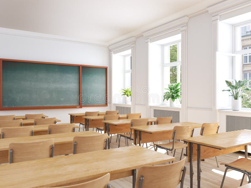 Töm skolaklassrumet framförande 3d royaltyfria bilder