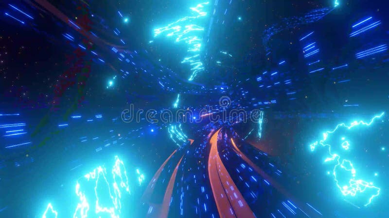 Túnel de alta velocidad con luz azul cósmico libre illustration