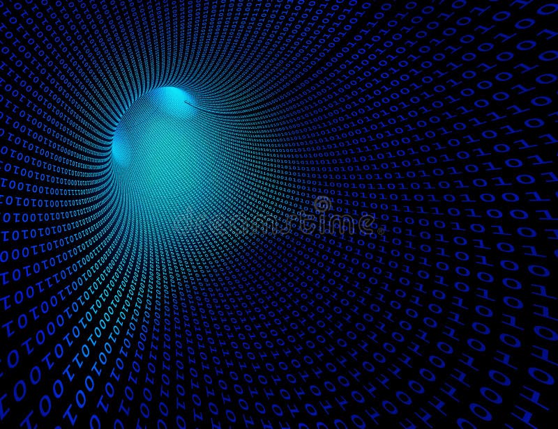 High-resolution 3d rendered binary tunnel for technology backgrounds. High-resolution 3d rendered binary tunnel for technology backgrounds