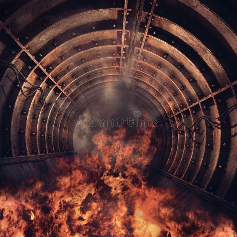 Túnel em chamas ilustração royalty free