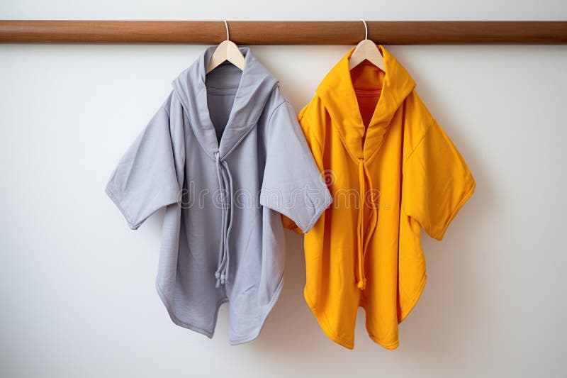 child-sized and adult-sized robes neatly folded near each other, created with generative ai AI generated. child-sized and adult-sized robes neatly folded near each other, created with generative ai AI generated