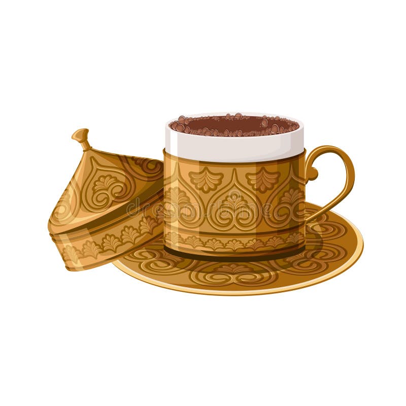 Türkische traditionelle verzierte kupferne Kaffeetasse lokalisiert auf weißem Hintergrund vektor abbildung Türkische traditionelle verzierte kupferne Kaffeetasse lokalisiert auf weißem Hintergrund vektor abbildung