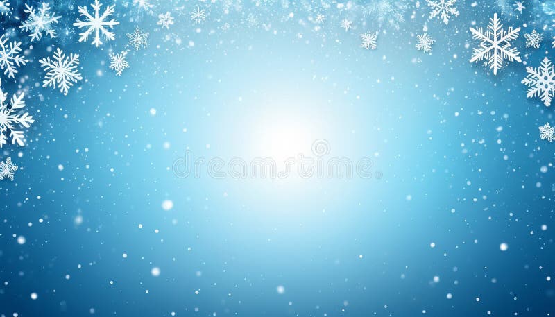 Tărâmul minunilor de iarnă cu fulgi de zăpadă pe un gradient albastru stock photos