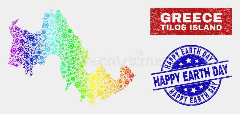 Tęcza Barwiąca Składowa Tilos wyspy mapa i cierpienie Ziemskiego dnia Szczęśliwi znaczki ilustracja wektor Tęcza Barwiąca Składowa Tilos wyspy mapa i cierpienie Ziemskiego dnia Szczęśliwi znaczki ilustracja wektor