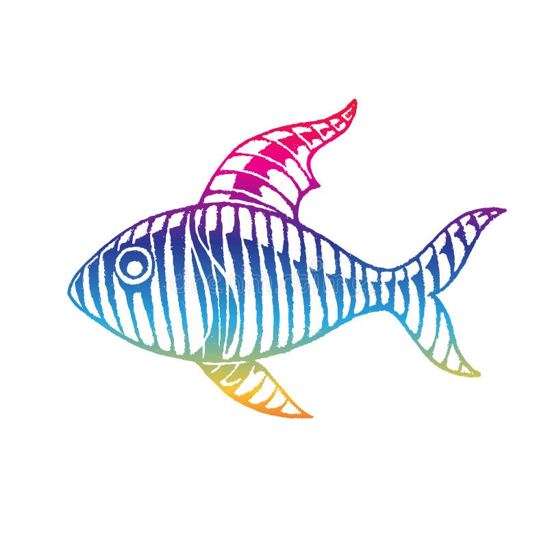 Tęcza Barwiący Vectorized atramentu nakreślenie Rybia ilustracja royalty ilustracja Tęcza Barwiący Vectorized atramentu nakreślenie Rybia ilustracja royalty ilustracja