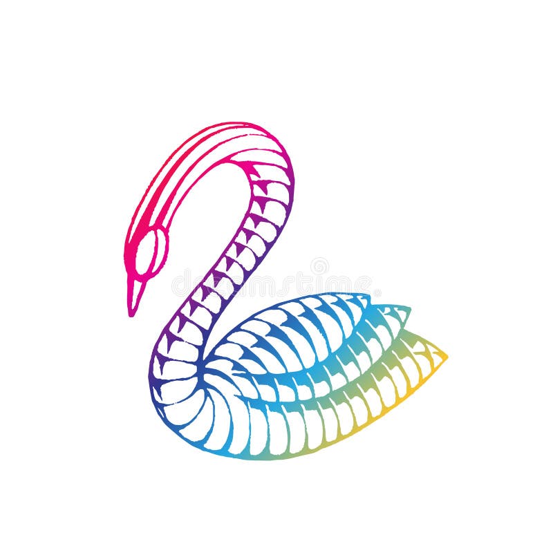 Tęcza Barwiący Vectorized atramentu nakreślenie Łabędzia ilustracja royalty ilustracja Tęcza Barwiący Vectorized atramentu nakreślenie Łabędzia ilustracja royalty ilustracja