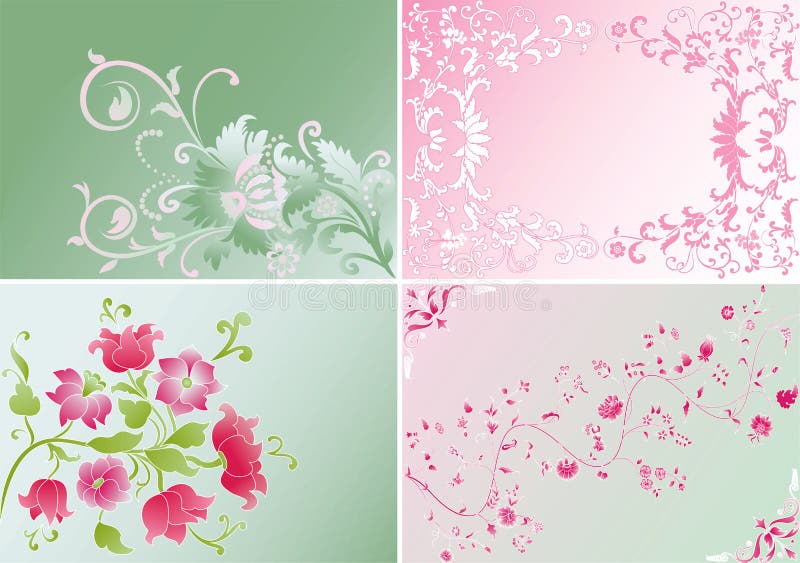 Set of backgrounds with floral design - vector illustration. Set of backgrounds with floral design - vector illustration