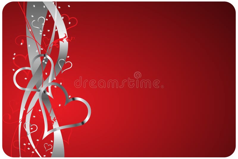 An illustrated background with an abstract design of silver hearts on a red background for valentines. An illustrated background with an abstract design of silver hearts on a red background for valentines.