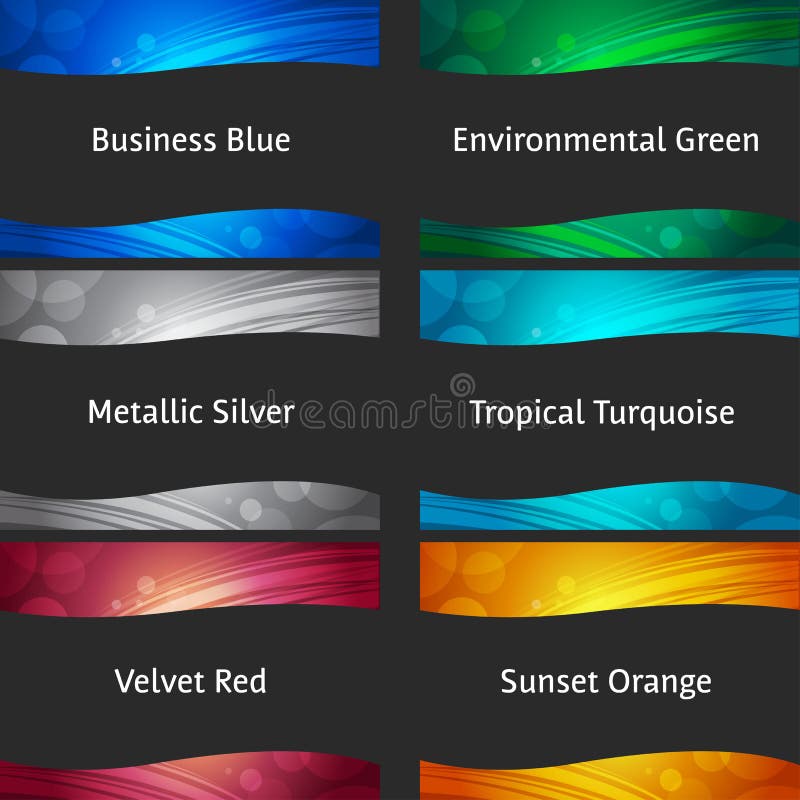 Abstract backgrounds collection - for header and footer ready to use - blue, green, silver, metallic, red, orange. Abstract backgrounds collection - for header and footer ready to use - blue, green, silver, metallic, red, orange