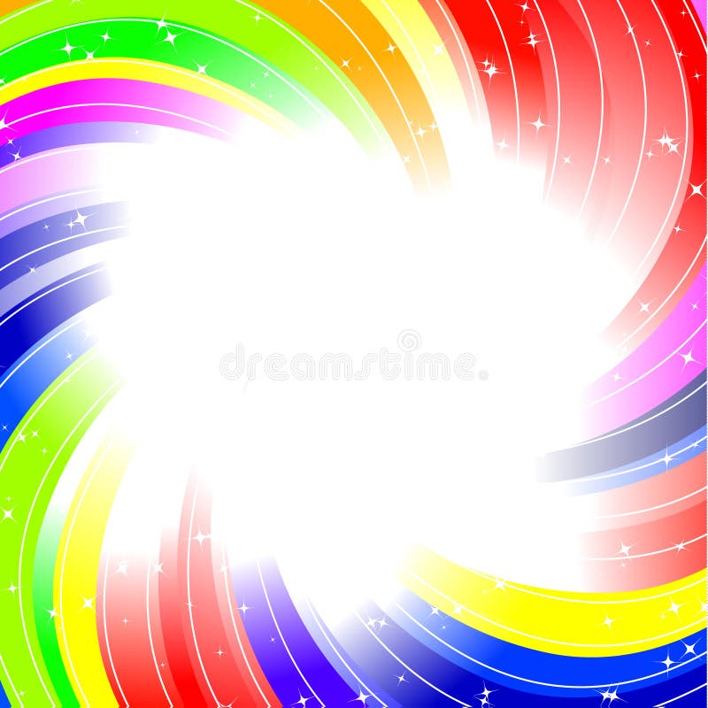 Rainbow twirl background with stars. Rainbow twirl background with stars