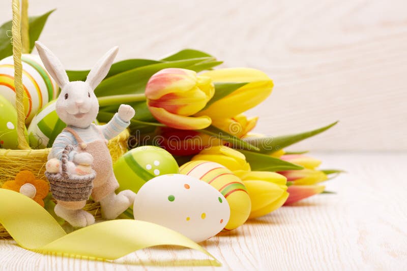 Tło barwiący Easter jajek eps8 formata czerwony tulipanu wektor obraz royalty free