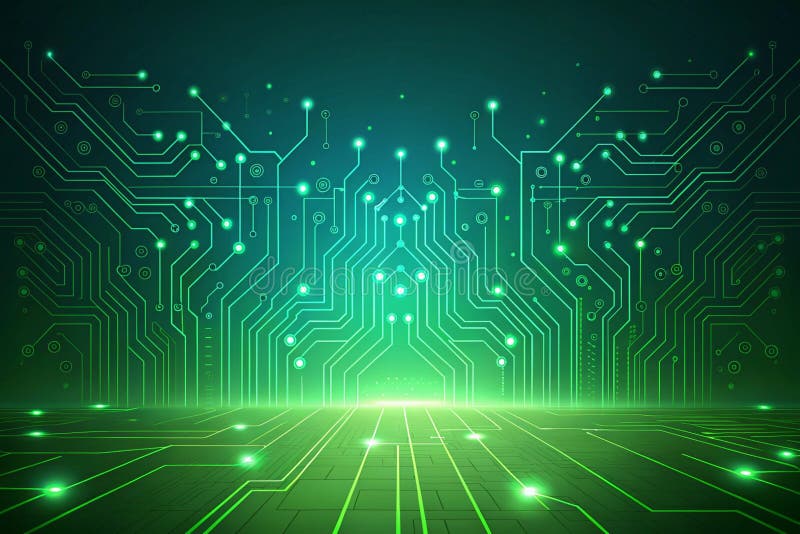 Tło cyfrowego zielonego obwodu dla tła technologii generowanego przez ai ilustracja wektor