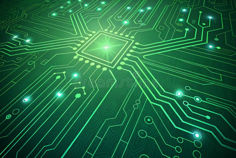 Tło cyfrowego zielonego obwodu dla tła technologii generowanego przez ai royalty ilustracja