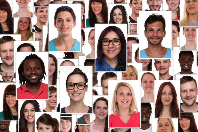 Background collage group of multiracial young smiling smile happy people portrait. Background collage group of multiracial young smiling smile happy people portrait