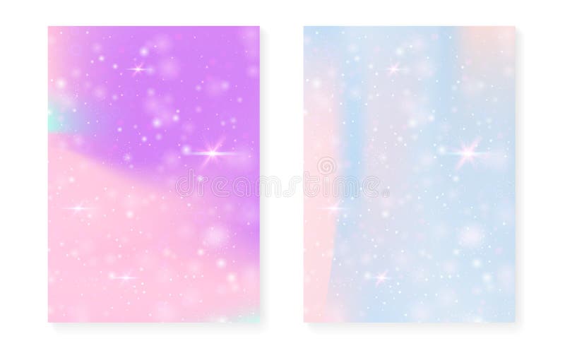 Tło księżniczki z gradientem tęczy kawaii Jednorożec magiczny royalty ilustracja