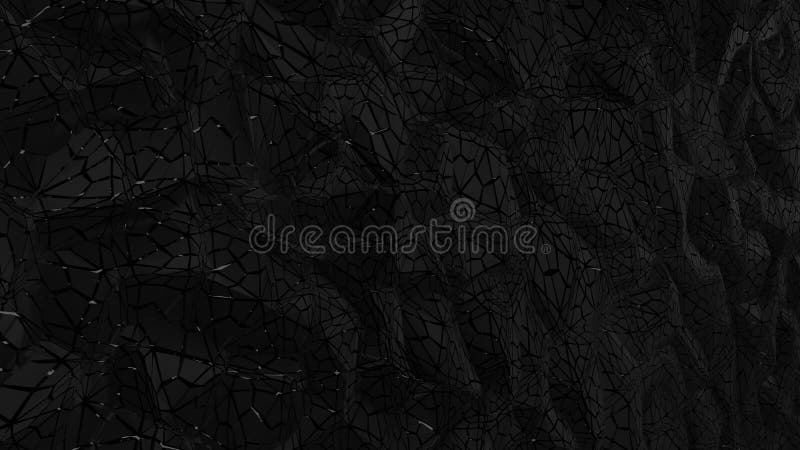 Tło o strukturze szklanej Abstract czarny wzór geometryczny 3d renderowany ilustracji