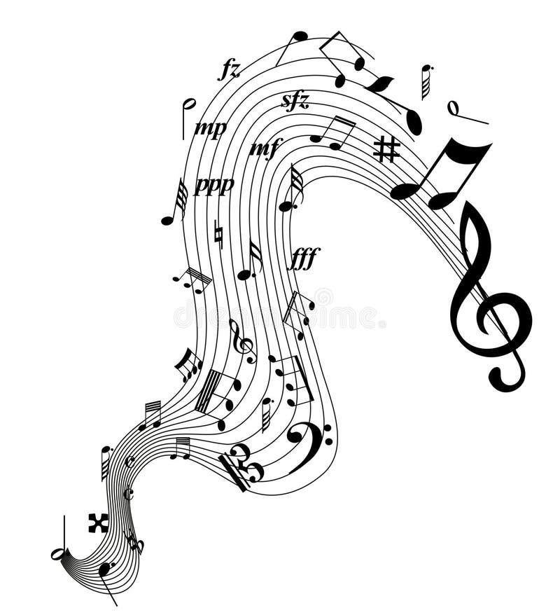 Background design with Collection of different music notes Swirl. Background design with Collection of different music notes Swirl.