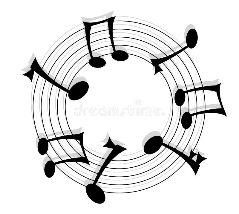 Circle made of music notes and lines on white background. Circle made of music notes and lines on white background