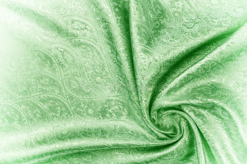 Tło tekstura, wzór Paisley jedwabiu zieleni Jacquard jest co obraz stock Tło tekstura, wzór Paisley jedwabiu zieleni Jacquard jest co obraz stock