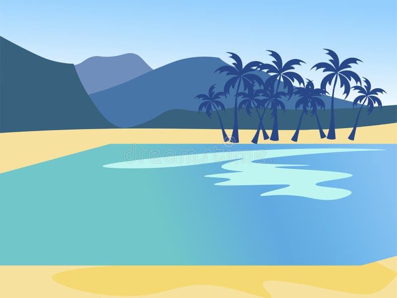 Tło wakacyjne, natura wyspiarska, plaża W stylu minimalistycznym Cartoon flat raster obraz royalty free Tło wakacyjne, natura wyspiarska, plaża W stylu minimalistycznym Cartoon flat raster obraz royalty free