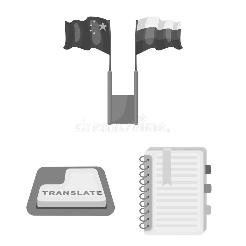 Tłumacza i językoznawcy monochromatyczne ikony w ustalonej kolekci dla projekta Tłumacza symbolu zapasu sieci wektorowa ilustracj ilustracja wektor