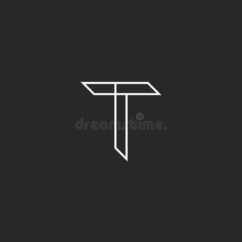 T信件在稀薄的线的大模型商标,图形设计 皇族释放例证 T信件在稀薄的线的大模型商标,图形设计 皇族释放例证
