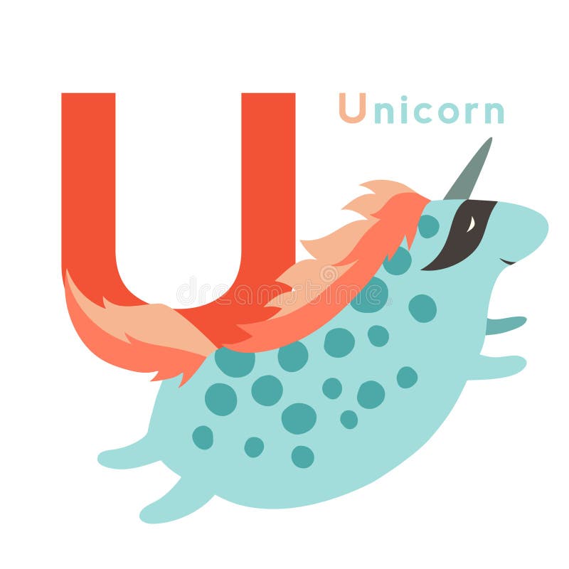 U Letter Animals Set. English Alphabet. Vector Illustration Stock