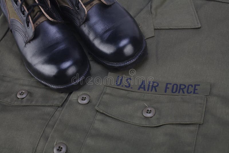 U.S. AIR FORCE Olive Green Uniform with Boots Stock Image Image of