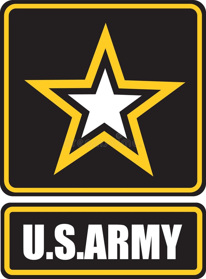 U. S. ARMY and five-pointed star. sticker with the inscription U. ARMY stock illustration.
