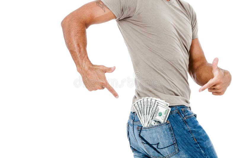 U.S. dollars dans la poche arrière de jeans photographie stock U.S. dollars dans la poche arrière de jeans photographie stock