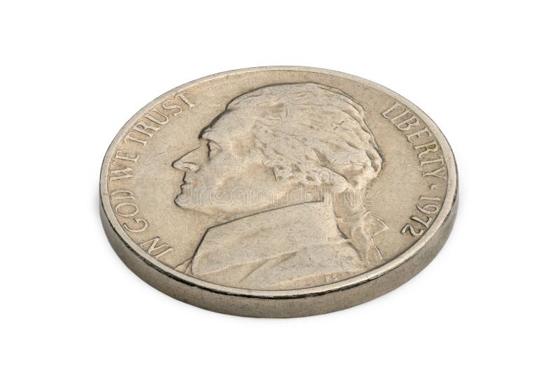 U. S. five cents coin isolated on white background. Reverse. royalty free stock images