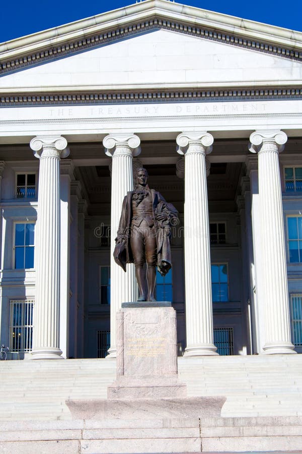 U.S. Treasury Building and Monument of Hamilton Stock Photo Image of exterior, column 21183454
